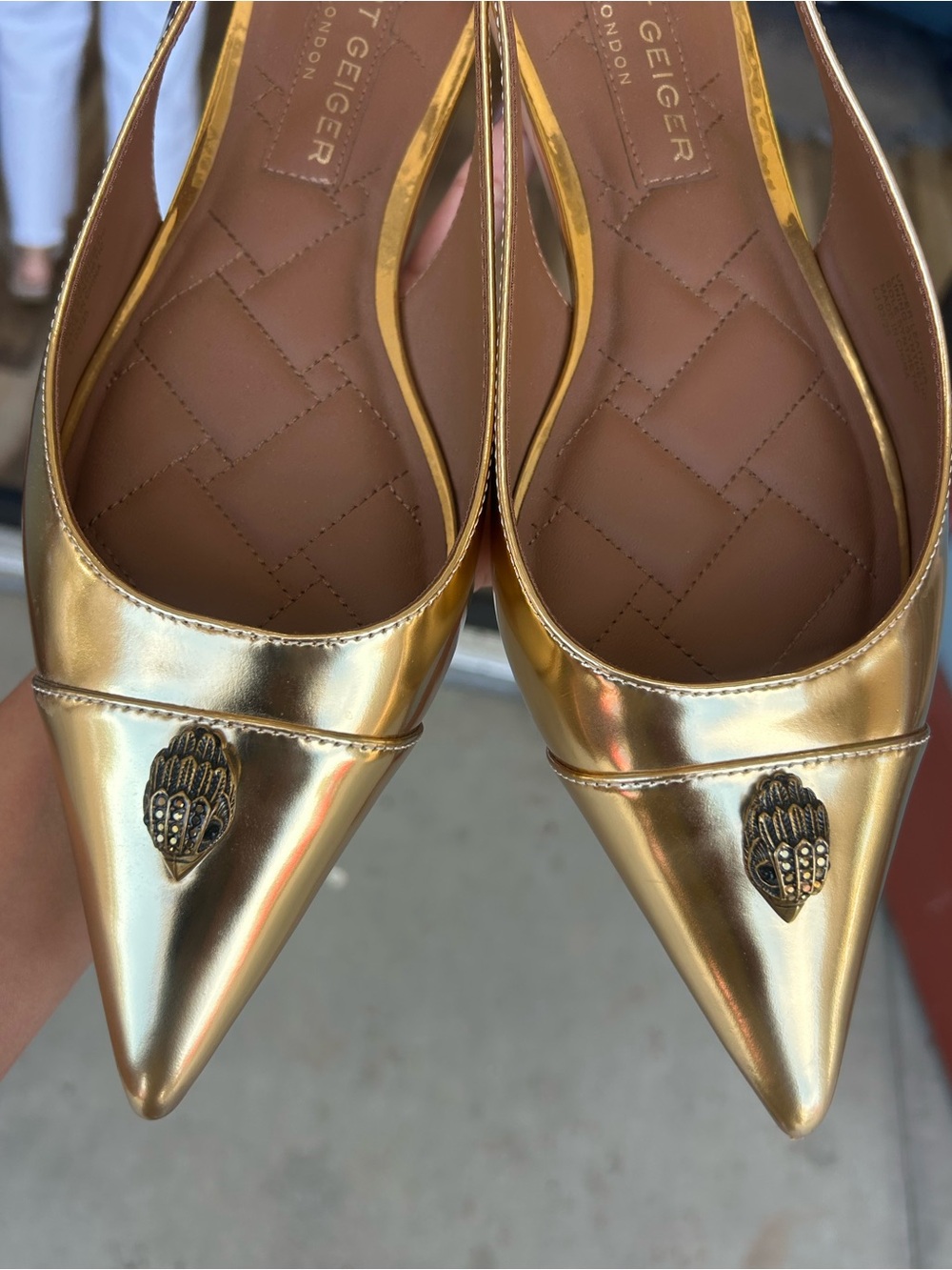Kurt Geiger The Belgravia Slingback Flat in Gold Patent Leather - Picture 5 of 9